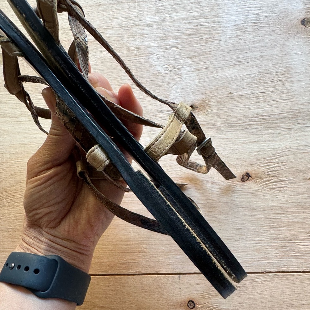 Lanvin Python Leather Tan + Brown Strappy Sandals… - image 3